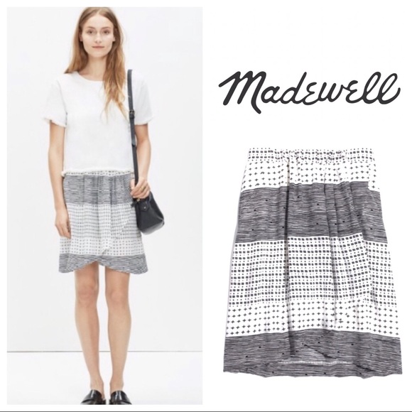 Madewell Dresses & Skirts - Madwell NWOT Hashtag Stripe 100% silk wrap skirt S